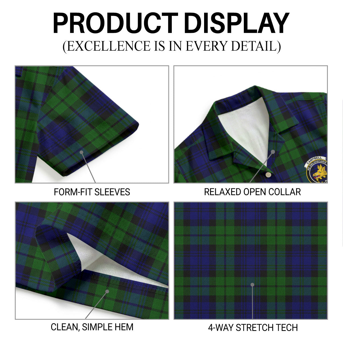 Campbell Modern Tartan Crest Hawaiian Shirt