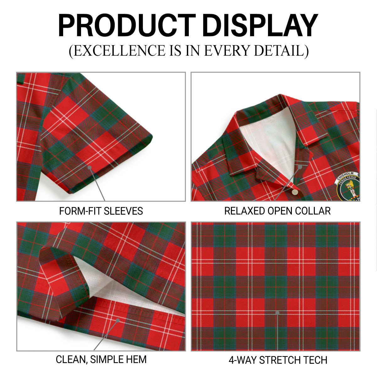 Chisholm Modern Tartan Crest Hawaiian Shirt