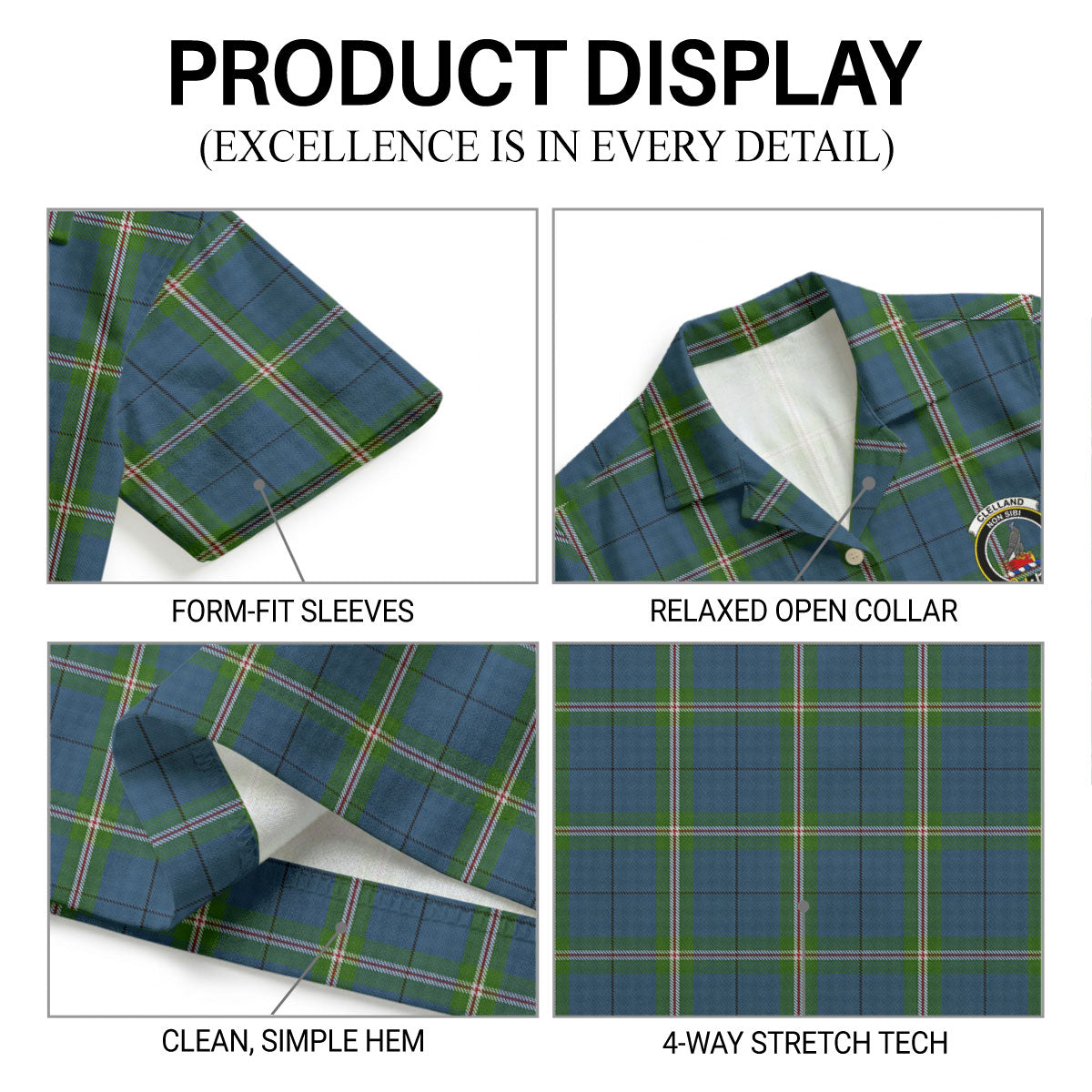 Clelland Tartan Crest Hawaiian Shirt