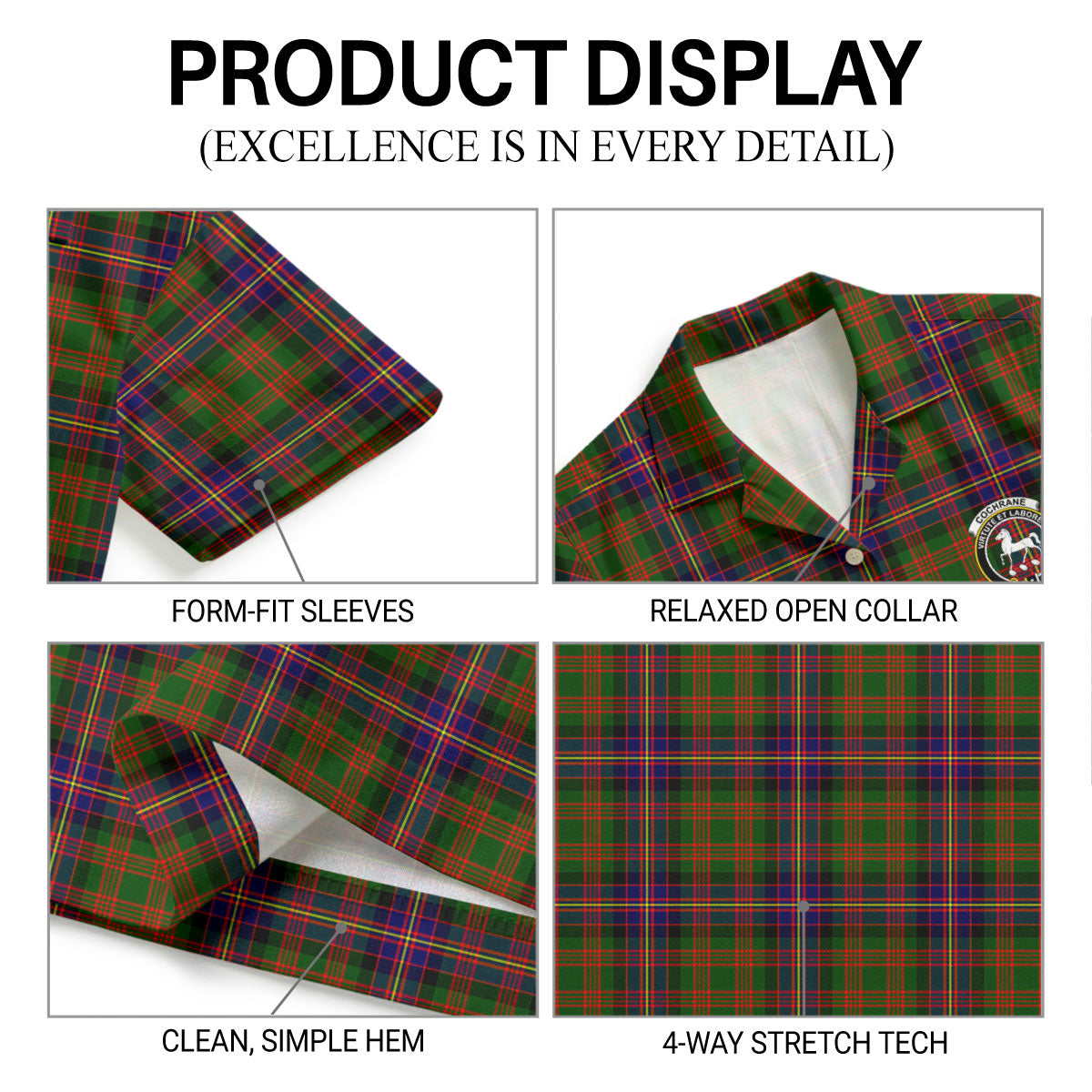 Cochrane Modern Tartan Crest Hawaiian Shirt