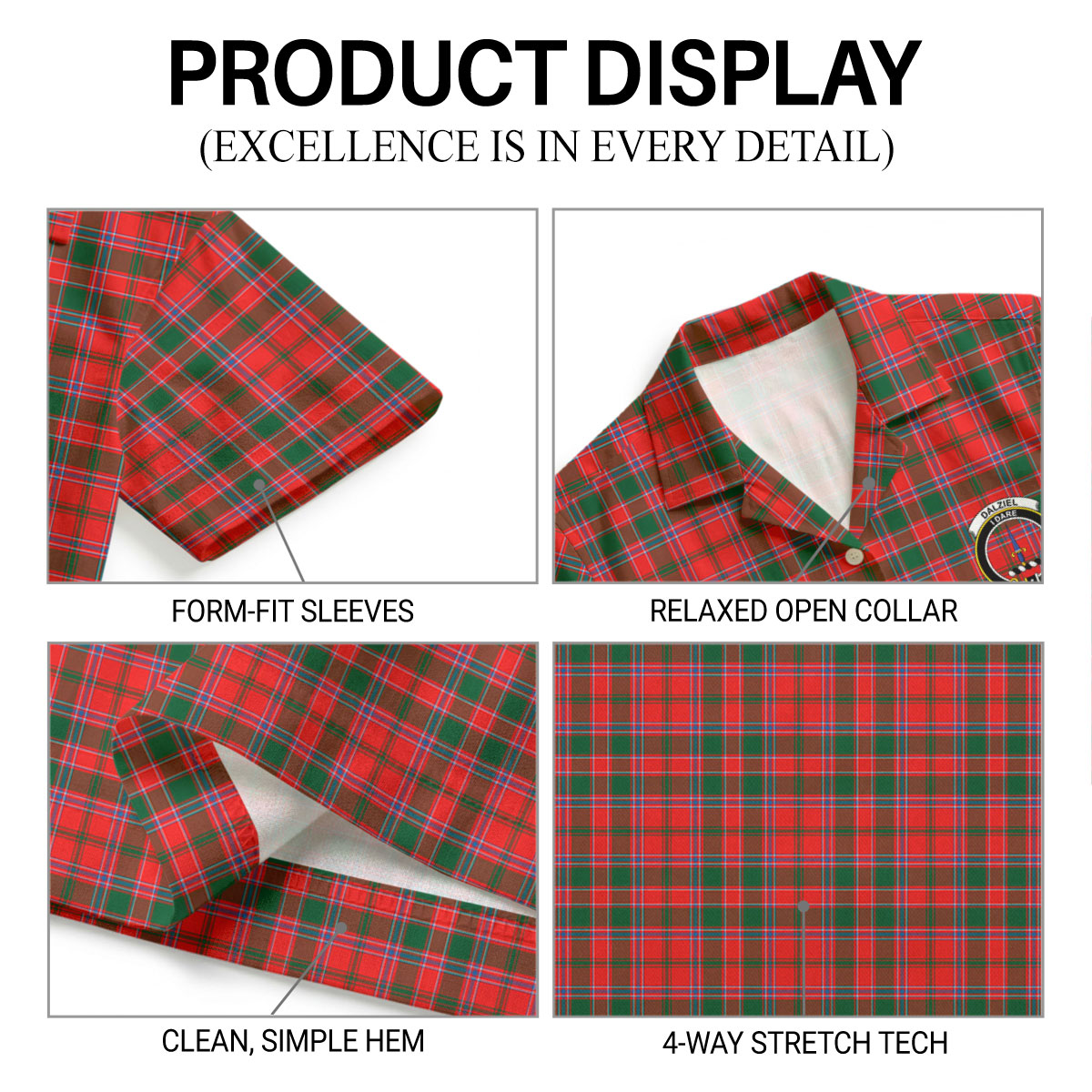 Dalziel Modern Tartan Crest Hawaiian Shirt