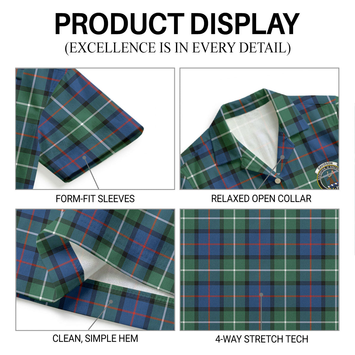 Davidson of Tulloch Tartan Crest Hawaiian Shirt