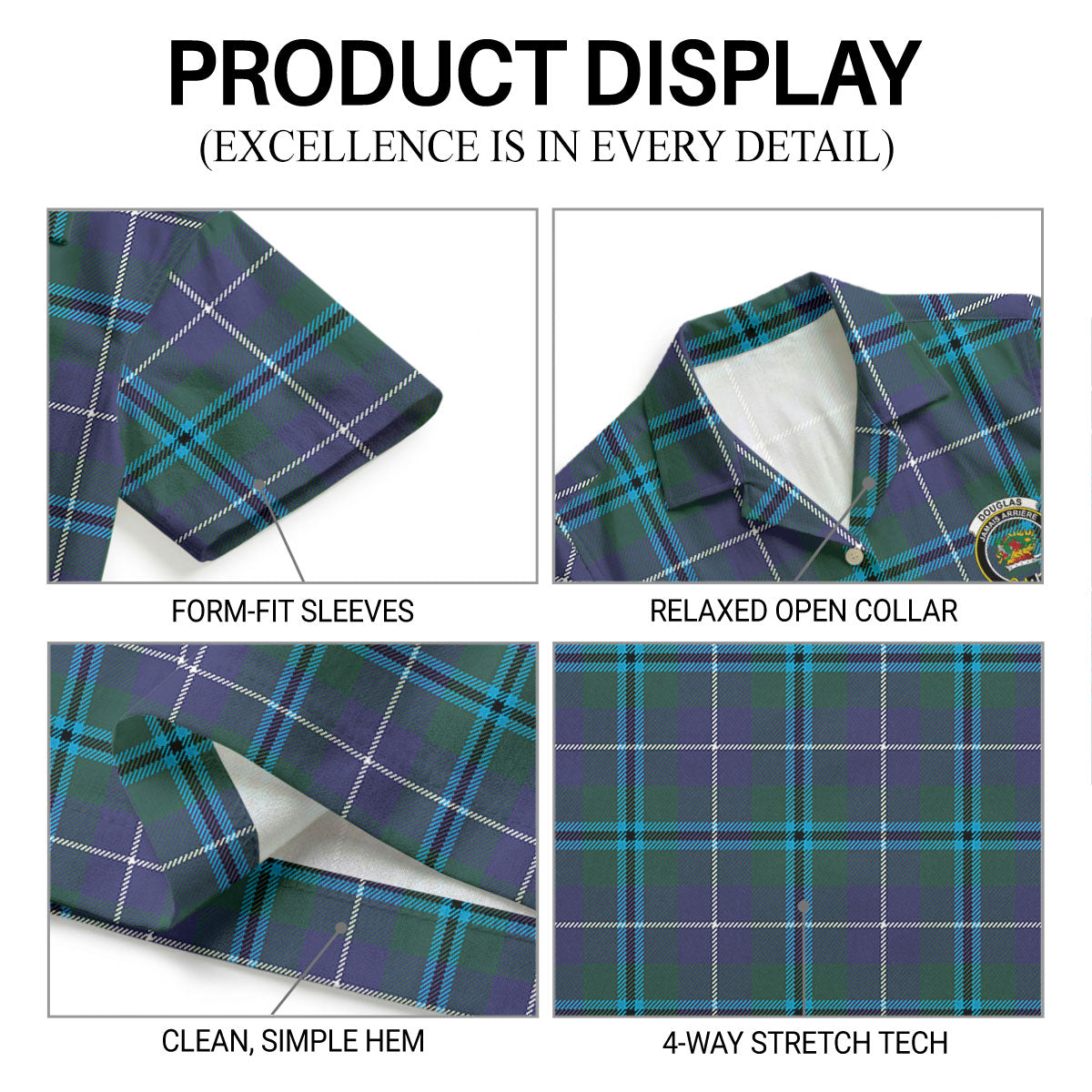 Douglas Modern Tartan Crest Hawaiian Shirt