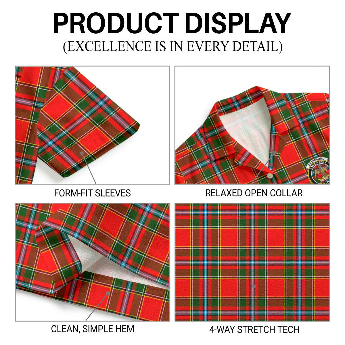 Drummond of Perth Tartan Crest Hawaiian Shirt