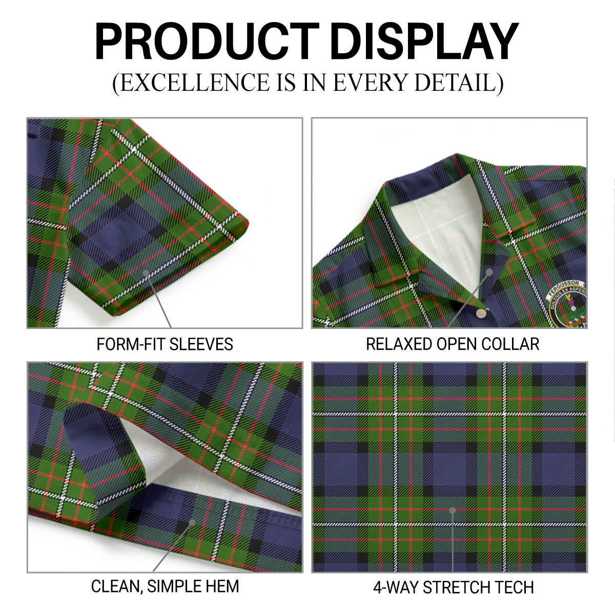 Fergusson Modern Tartan Crest Hawaiian Shirt