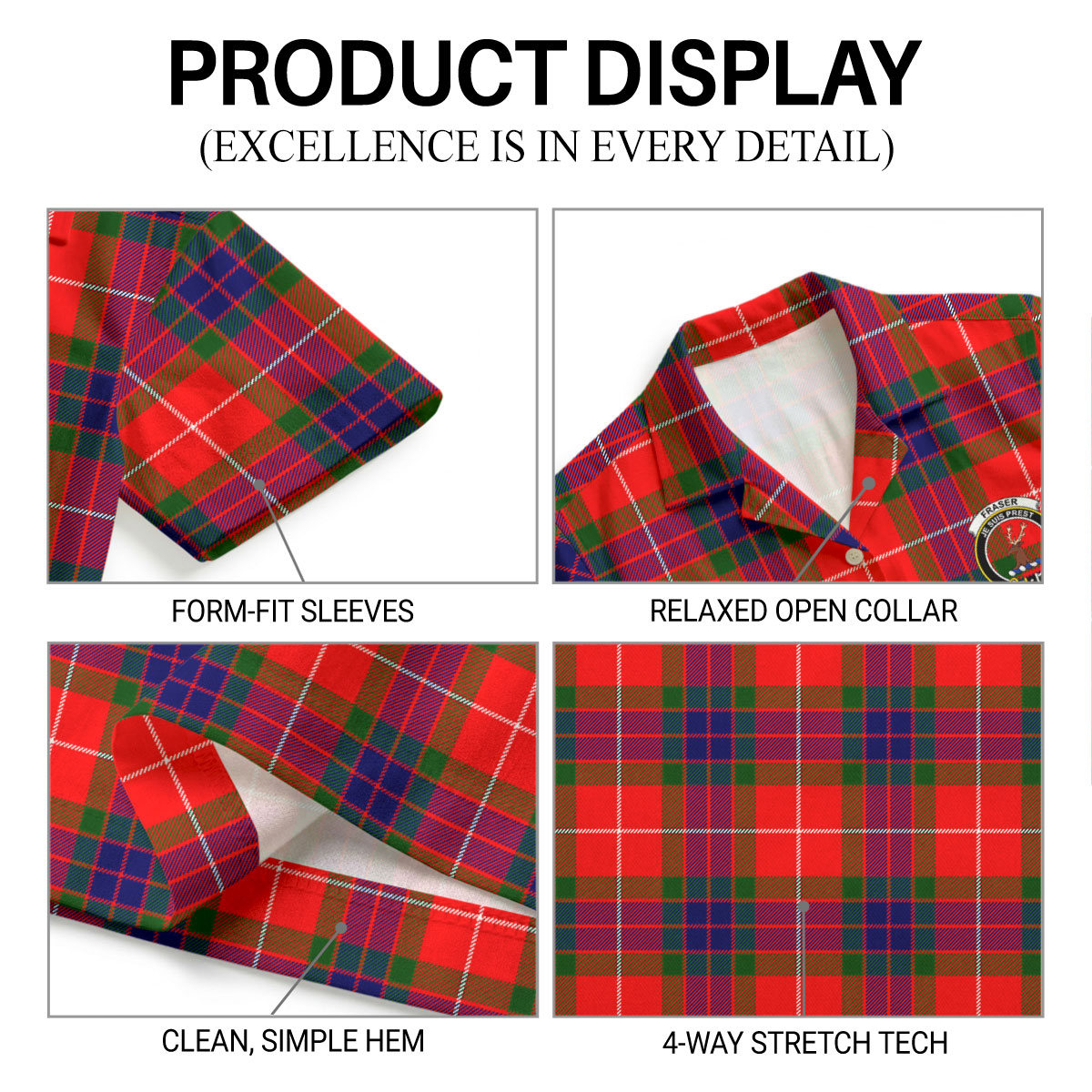 Fraser (of Lovat) Modern Tartan Crest Hawaiian Shirt