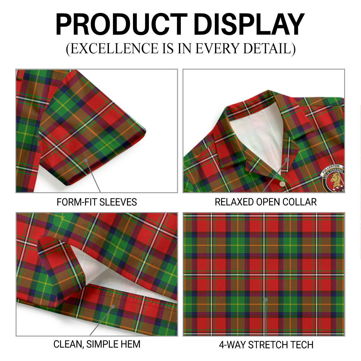 Fullerton Tartan Crest Hawaiian Shirt