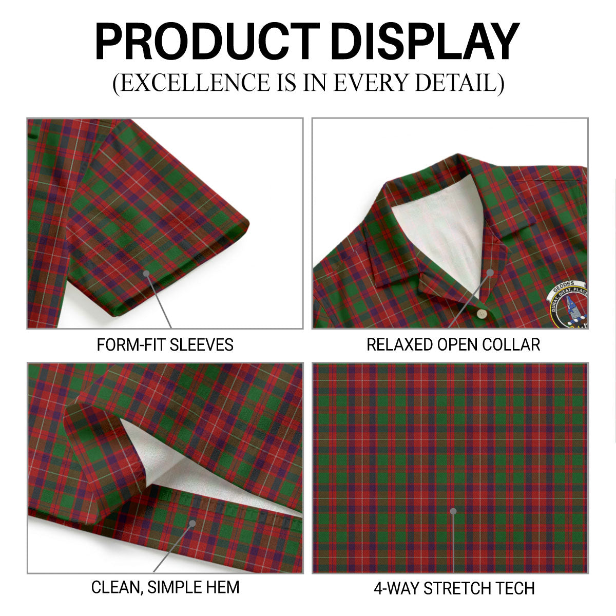 Geddes Tartan Crest Hawaiian Shirt