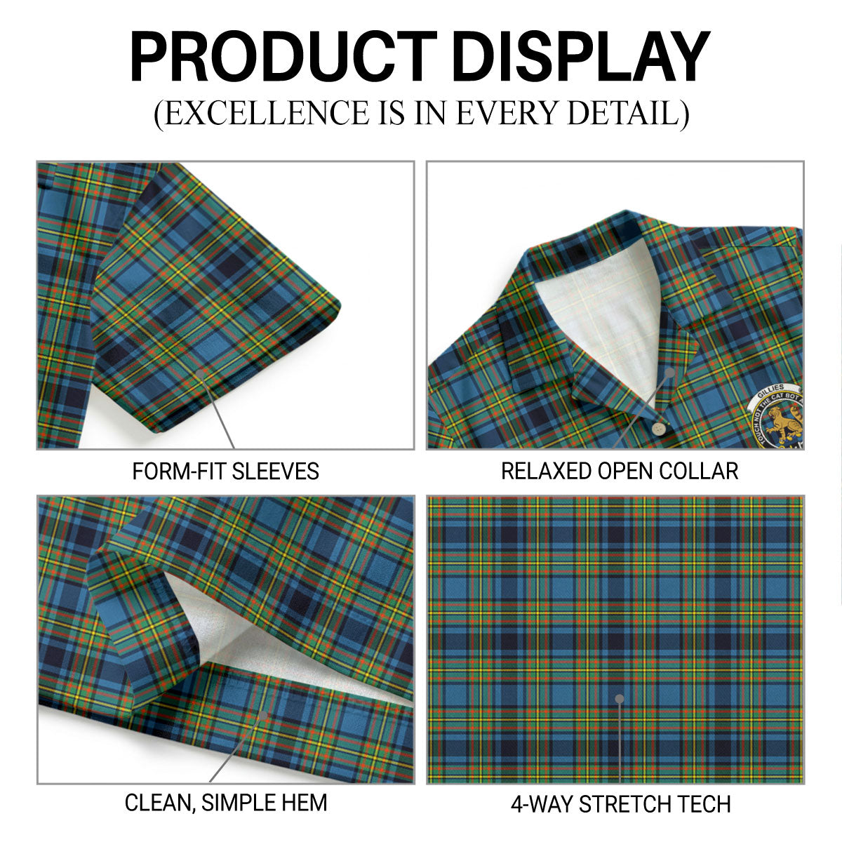 Gillies Ancient Tartan Crest Hawaiian Shirt