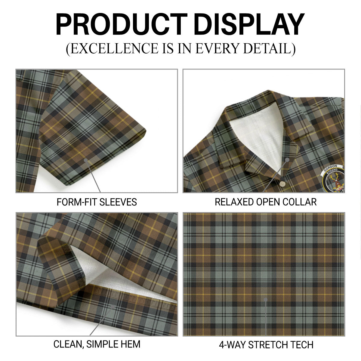 Gordon Weathered Tartan Crest Hawaiian Shirt