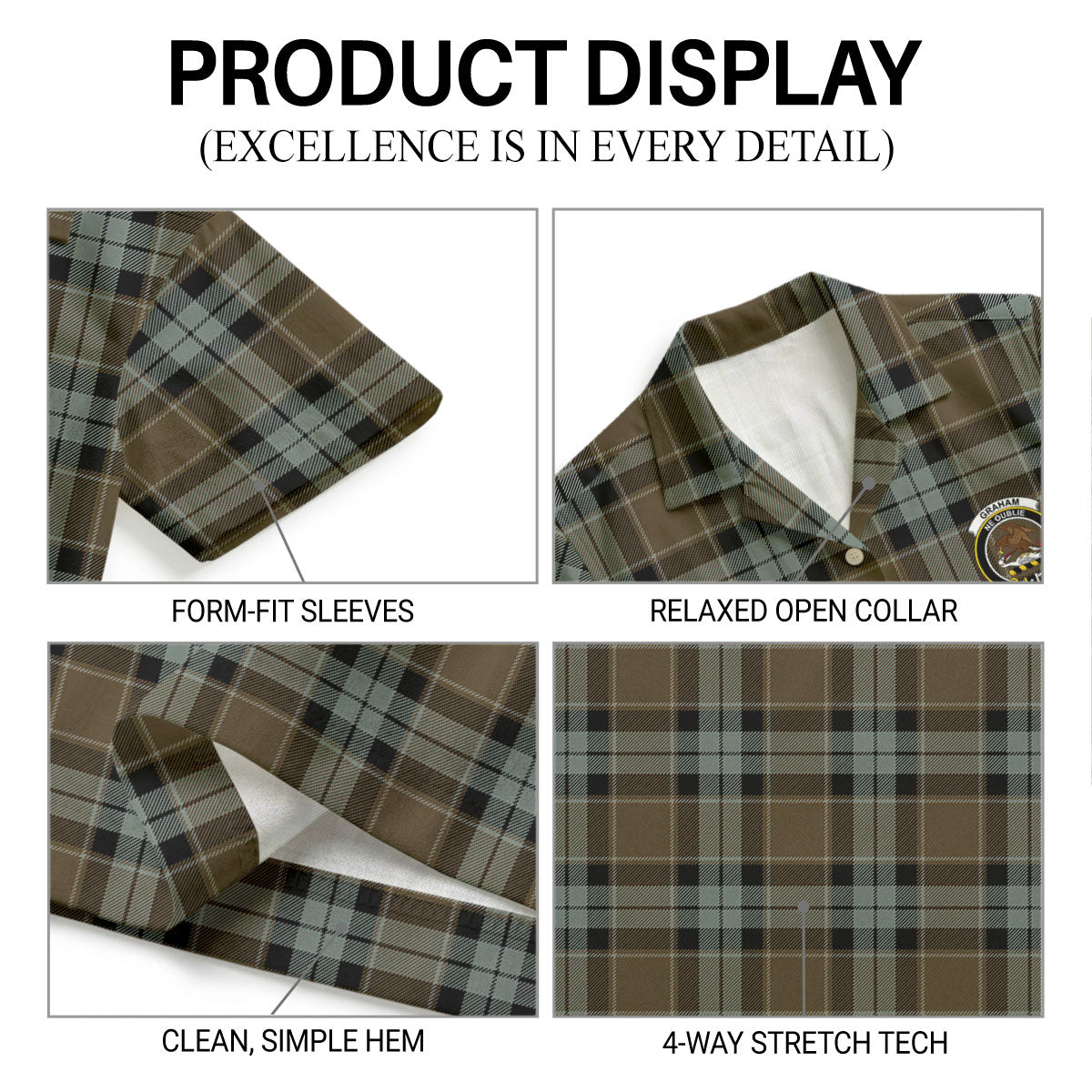 Graham of Menteith Weathered Tartan Crest Hawaiian Shirt