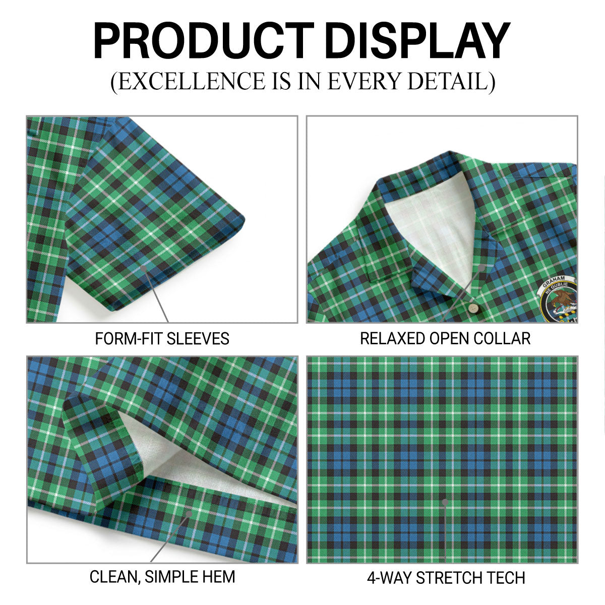 Graham of Montrose Ancient Tartan Crest Hawaiian Shirt