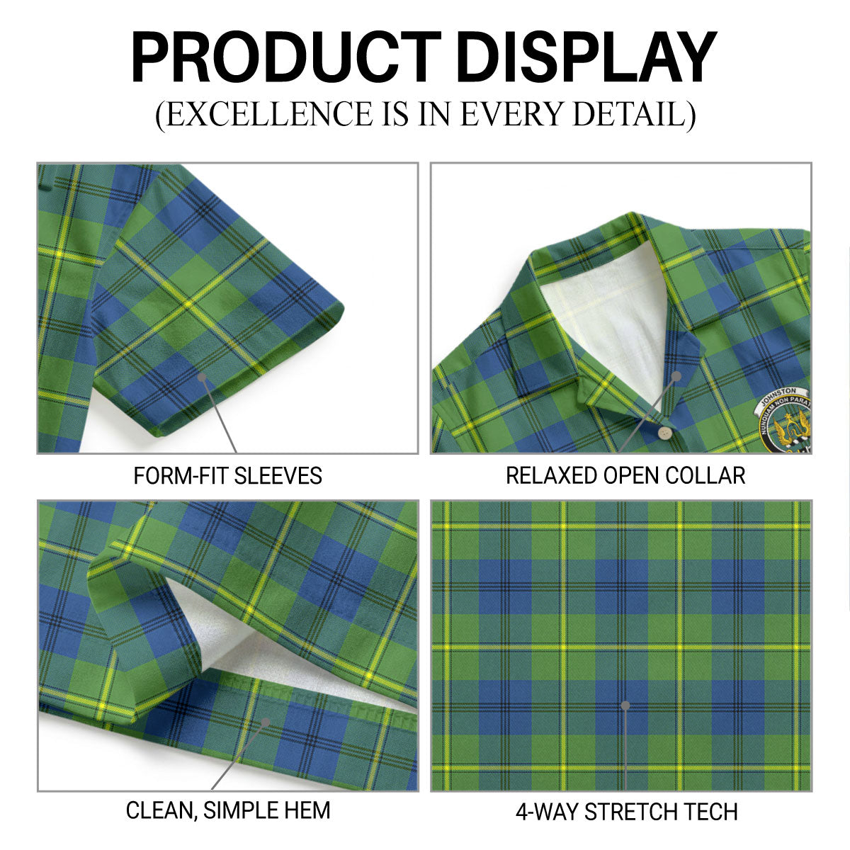 Johnston Ancient Tartan Crest Hawaiian Shirt