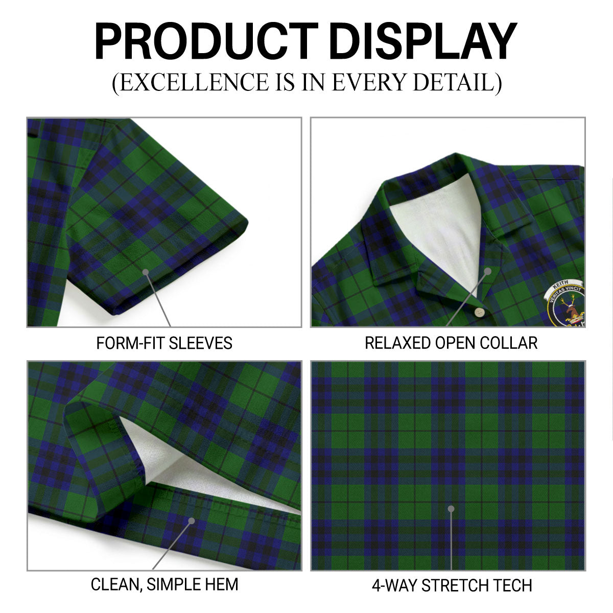 Keith Modern Tartan Crest Hawaiian Shirt