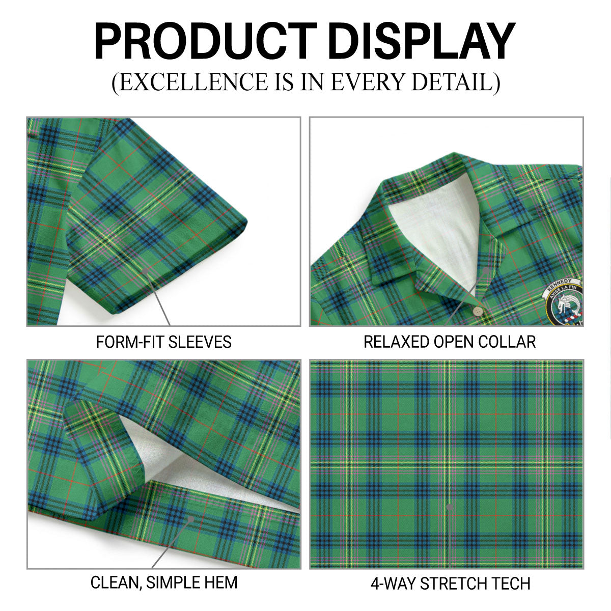 Kennedy Ancient Tartan Crest Hawaiian Shirt