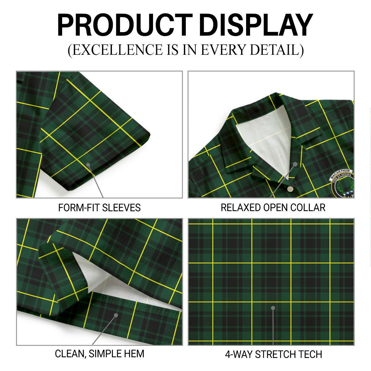 MacArthur Modern Tartan Crest Hawaiian Shirt