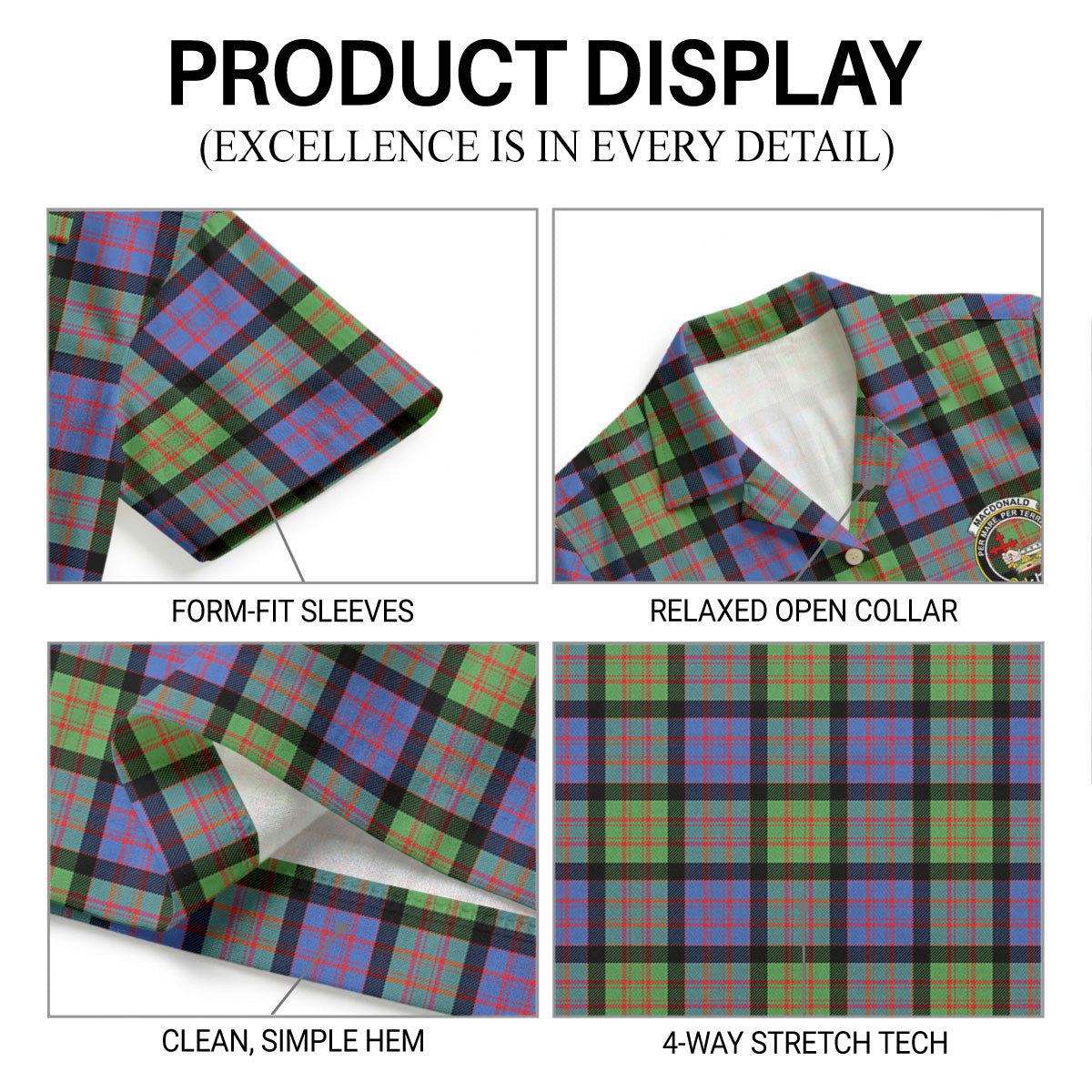 MacDonald Ancient Tartan Crest Hawaiian Shirt