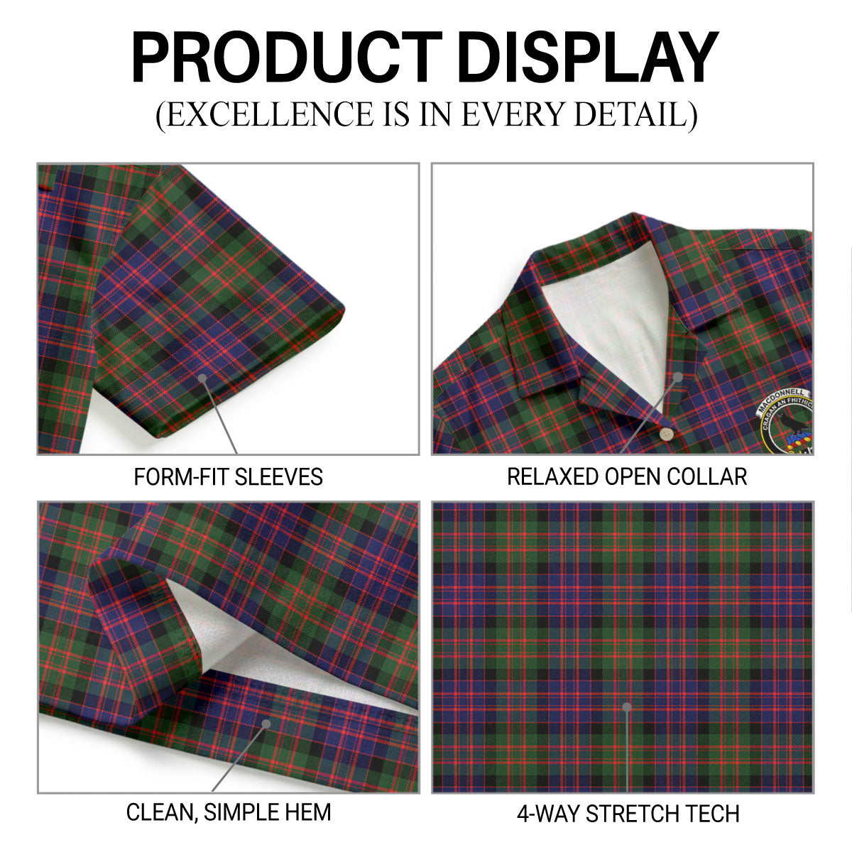 MacDonnell of Glengarry Modern Tartan Crest Hawaiian Shirt