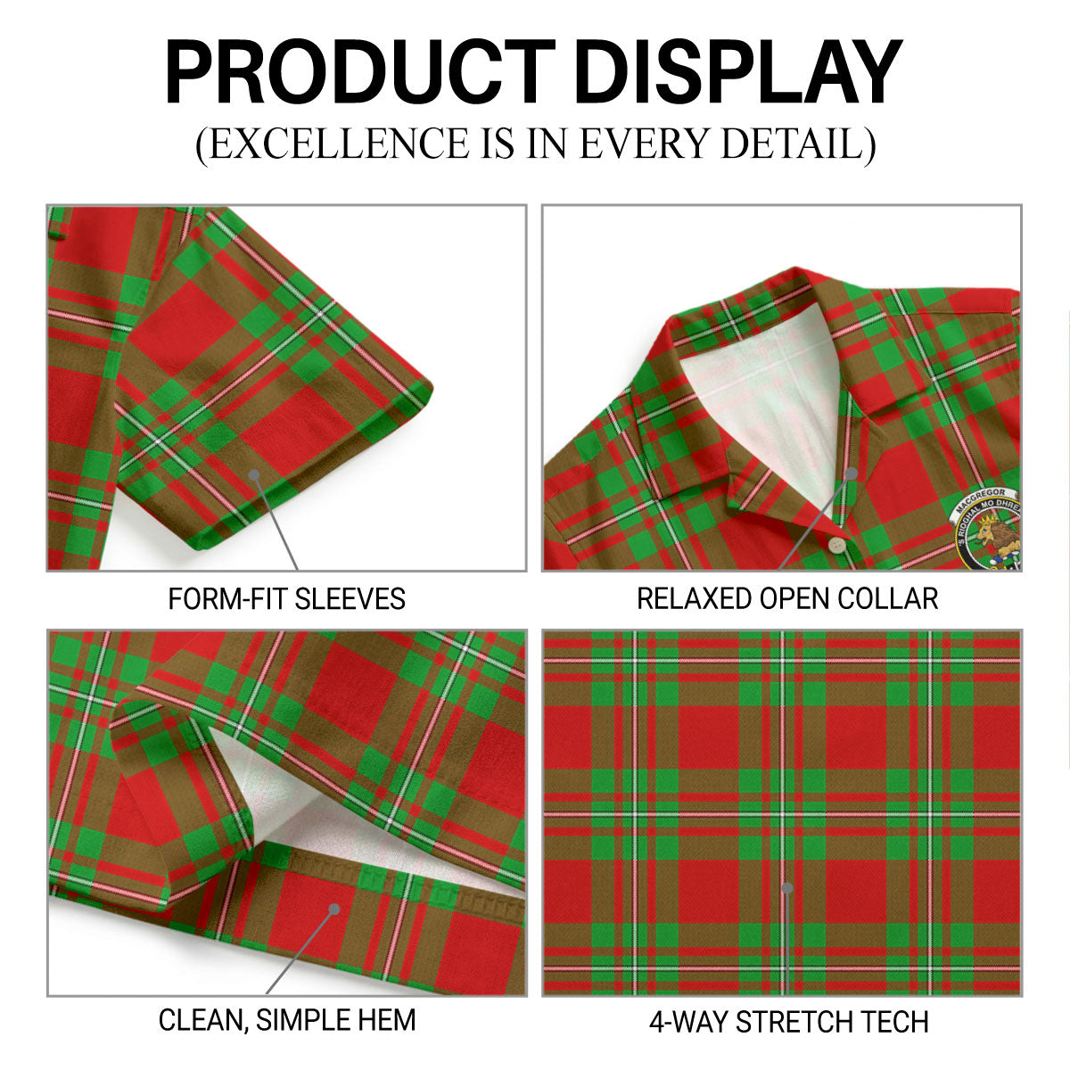 MacGregor Modern Tartan Crest Hawaiian Shirt