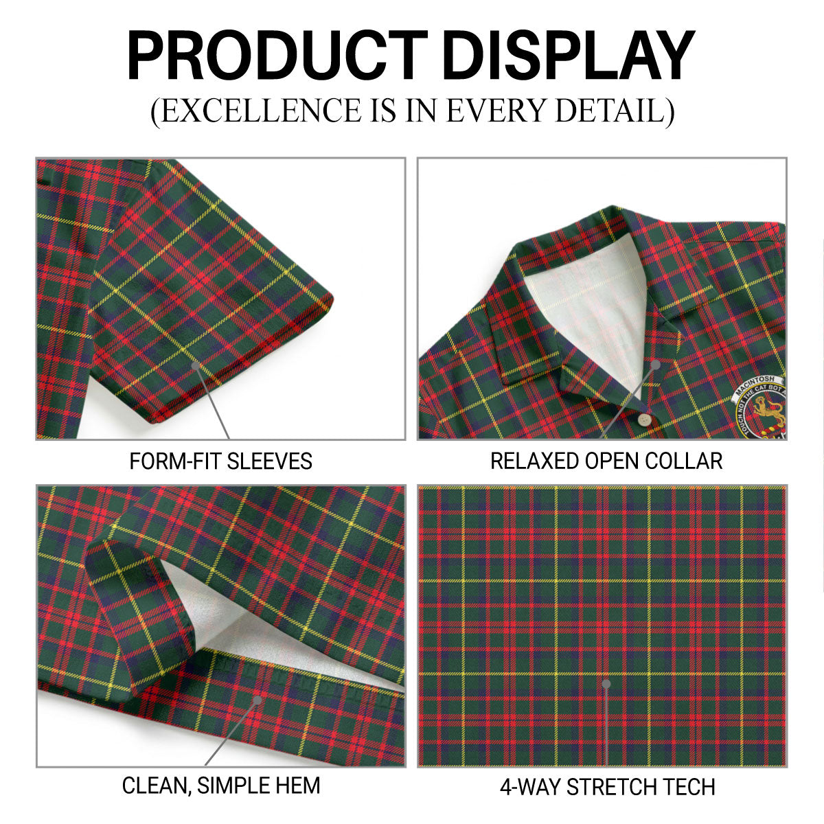 MacIntosh Hunting Modern Tartan Crest Hawaiian Shirt