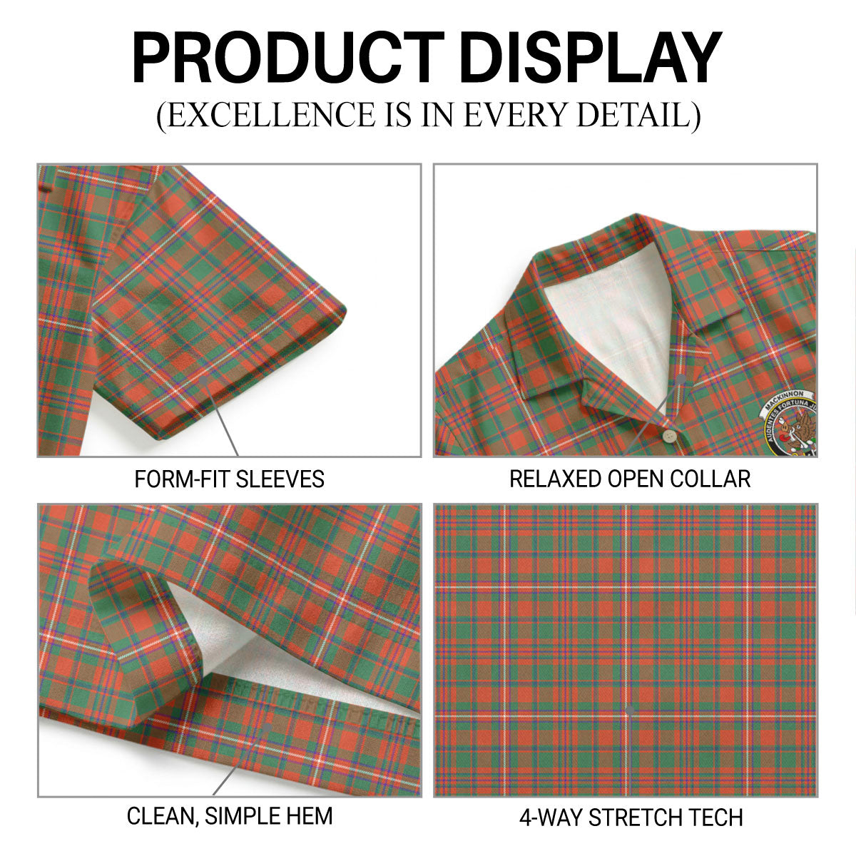 MacKinnon Ancient Tartan Crest Hawaiian Shirt