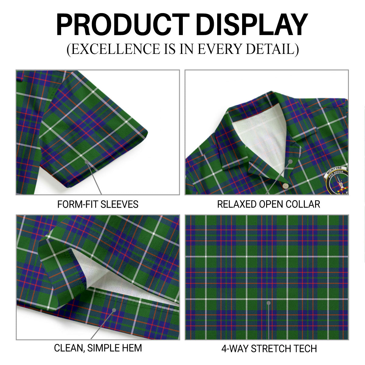 McIntyre Hunting Modern Tartan Crest Hawaiian Shirt