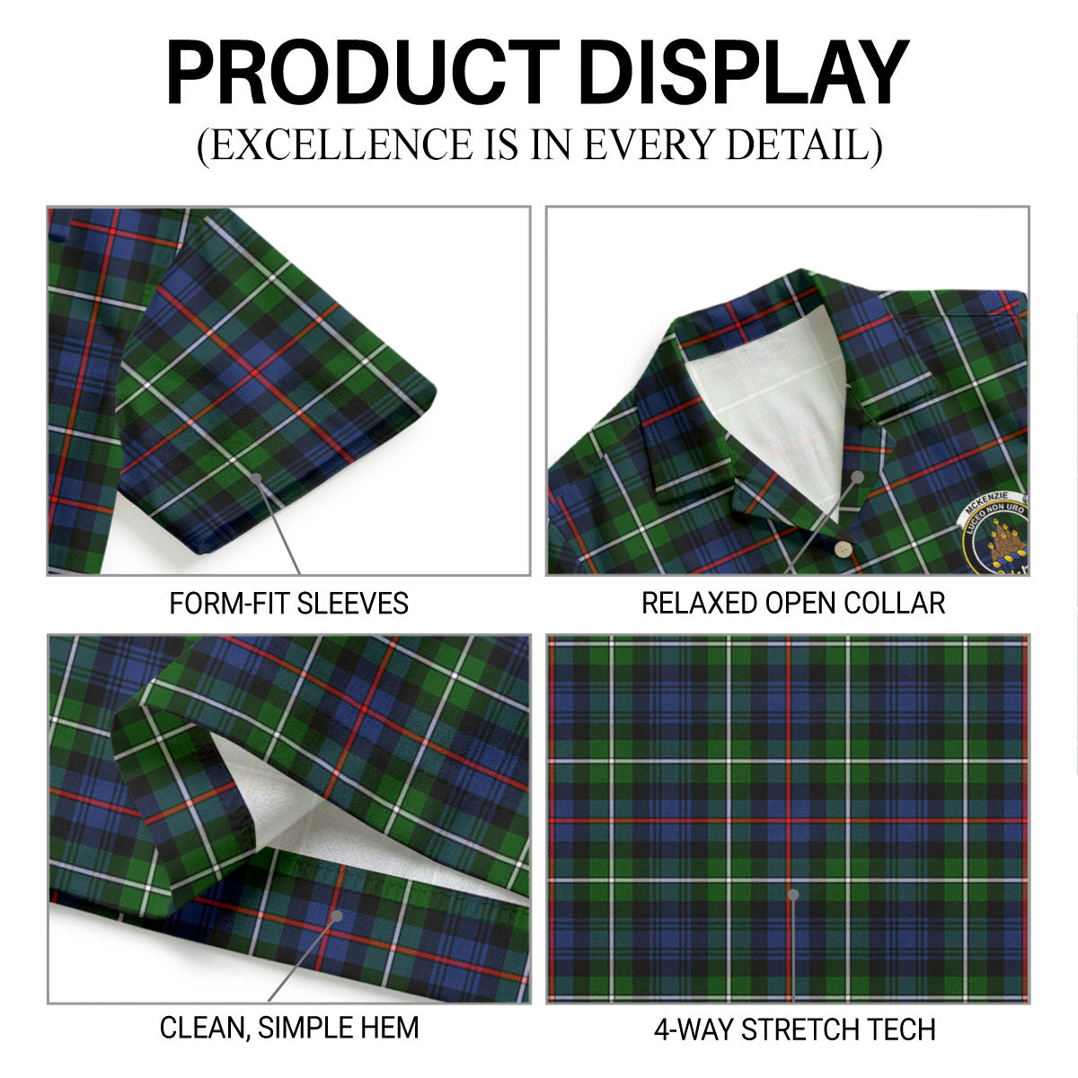 McKenzie Modern Tartan Crest Hawaiian Shirt