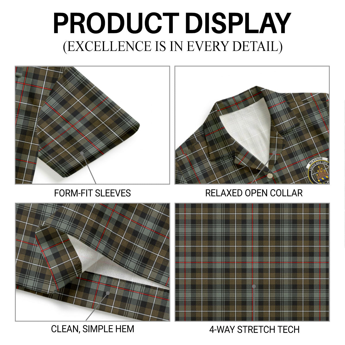 McKenzie Weathered Tartan Crest Hawaiian Shirt