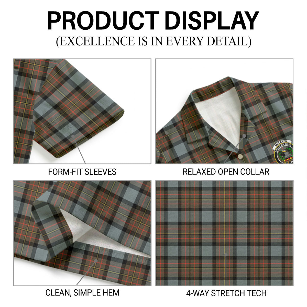 McLaren Weathered Tartan Crest Hawaiian Shirt
