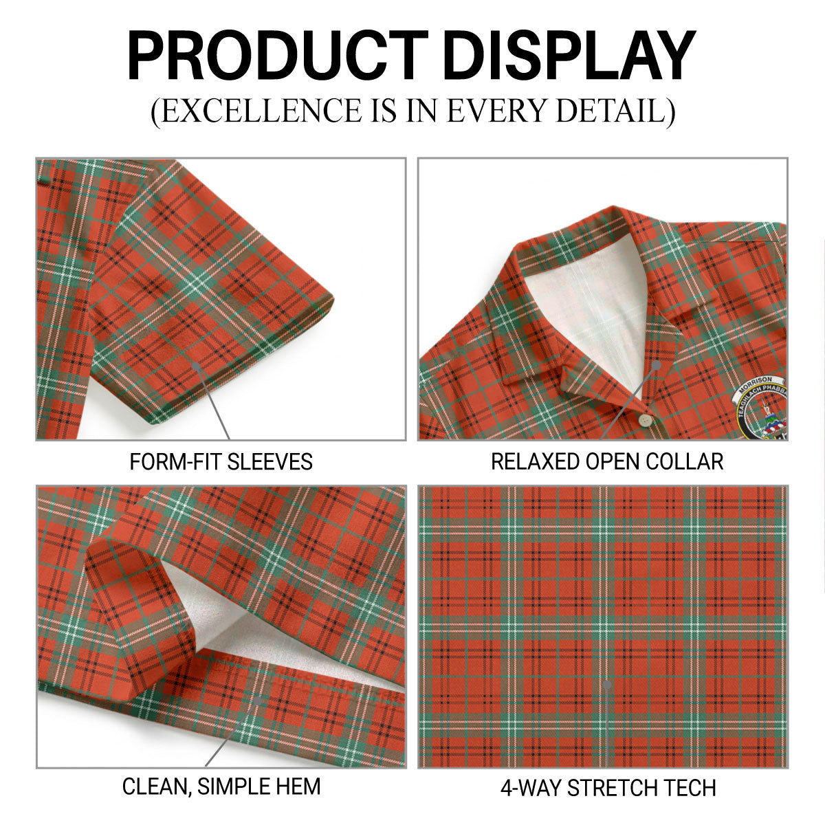 Morrison Red Ancient Tartan Crest Hawaiian Shirt
