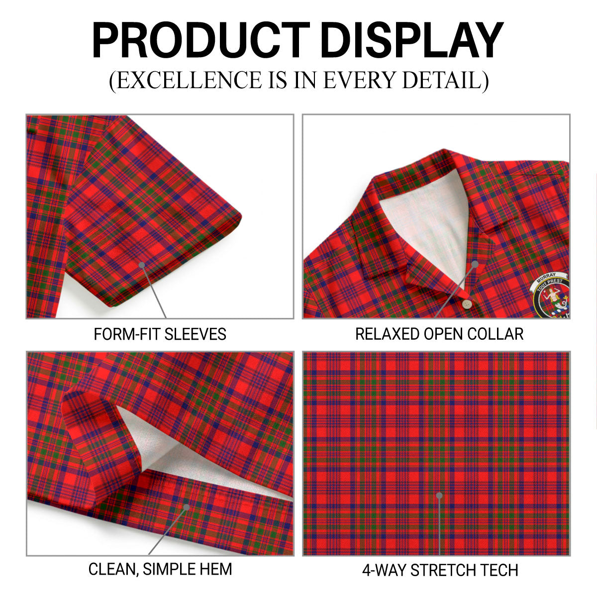 Murray of Tulloch Modern Tartan Crest Hawaiian Shirt