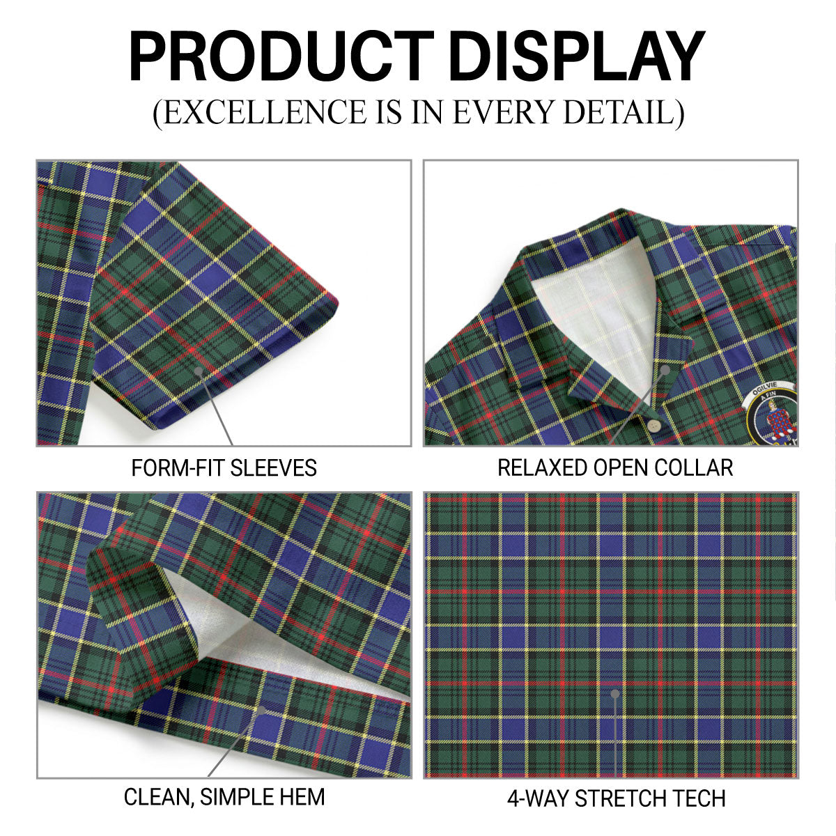 Ogilvie Hunting Modern Tartan Crest Hawaiian Shirt