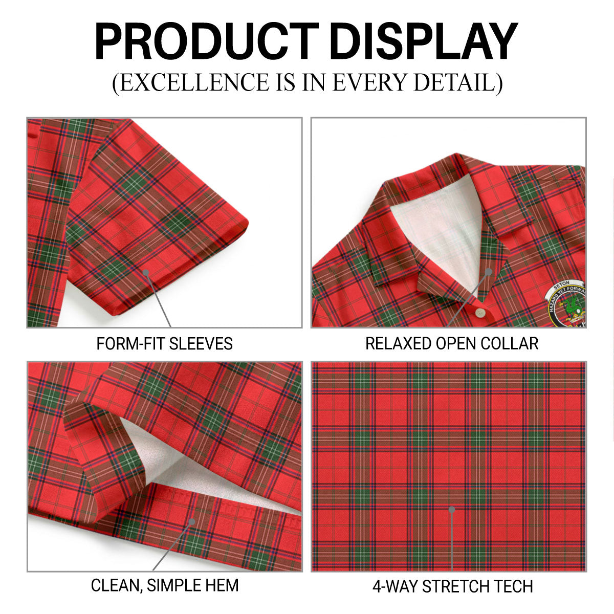 Seton Modern Tartan Crest Hawaiian Shirt