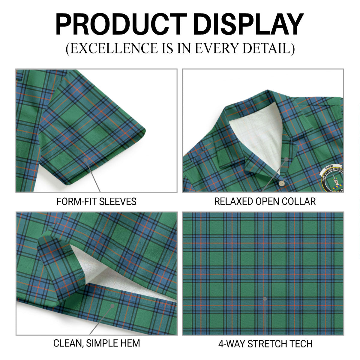 Shaw Ancient Tartan Crest Hawaiian Shirt