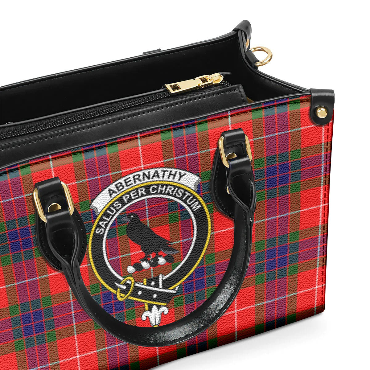 Abernathy Tartan Crest Leather Handbag