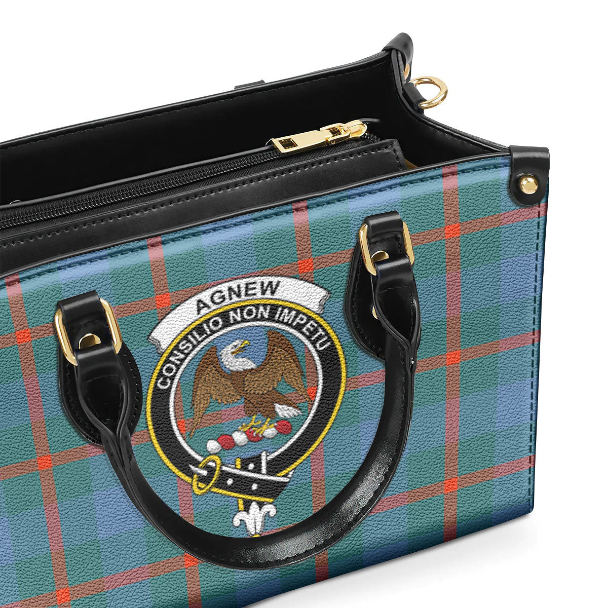 Agnew Ancient Tartan Crest Leather Handbag