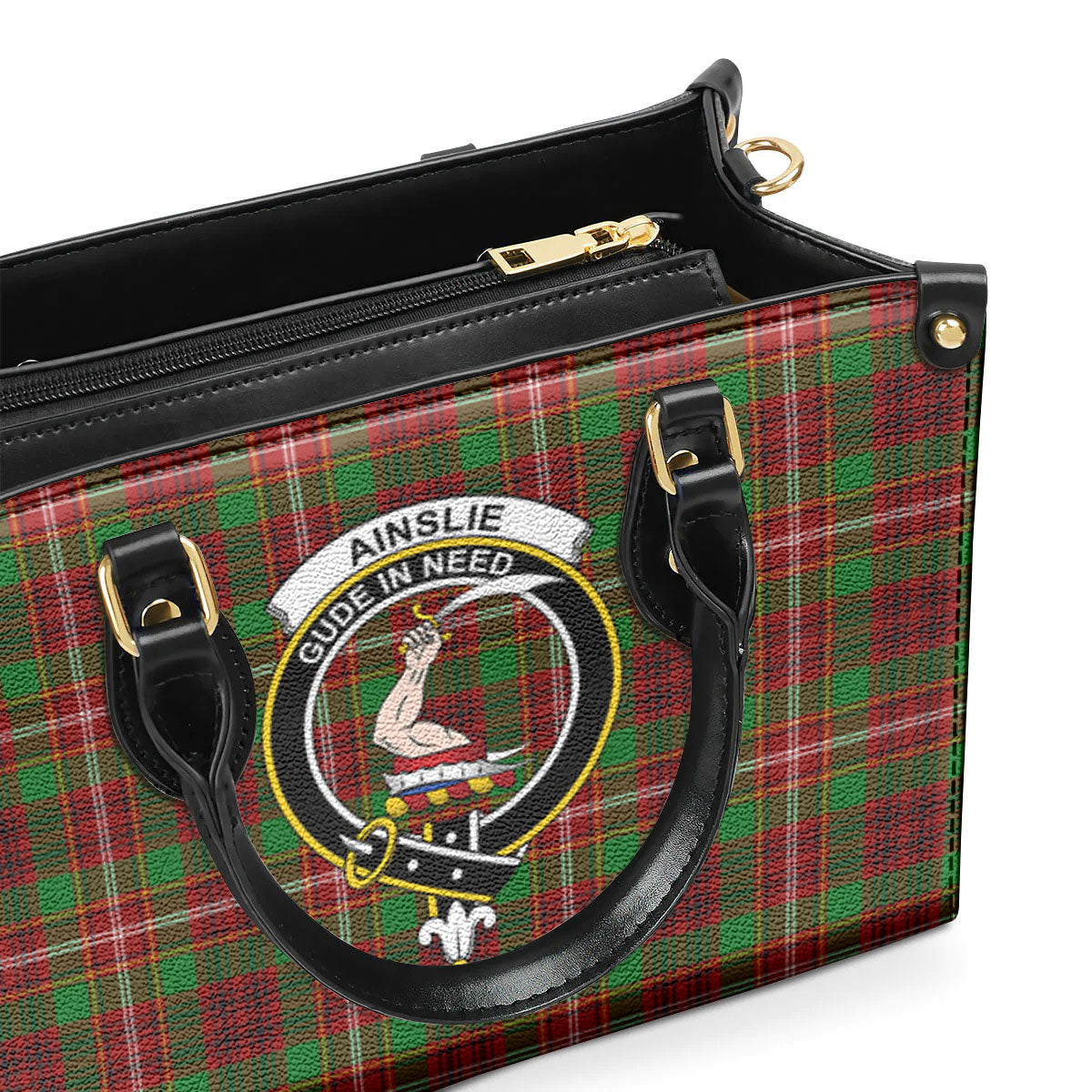 Ainslie Tartan Crest Leather Handbag