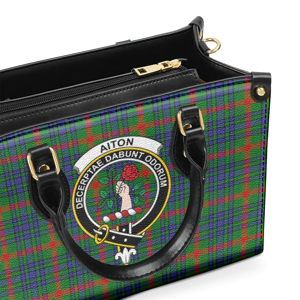 Aiton Tartan Crest Leather Handbag