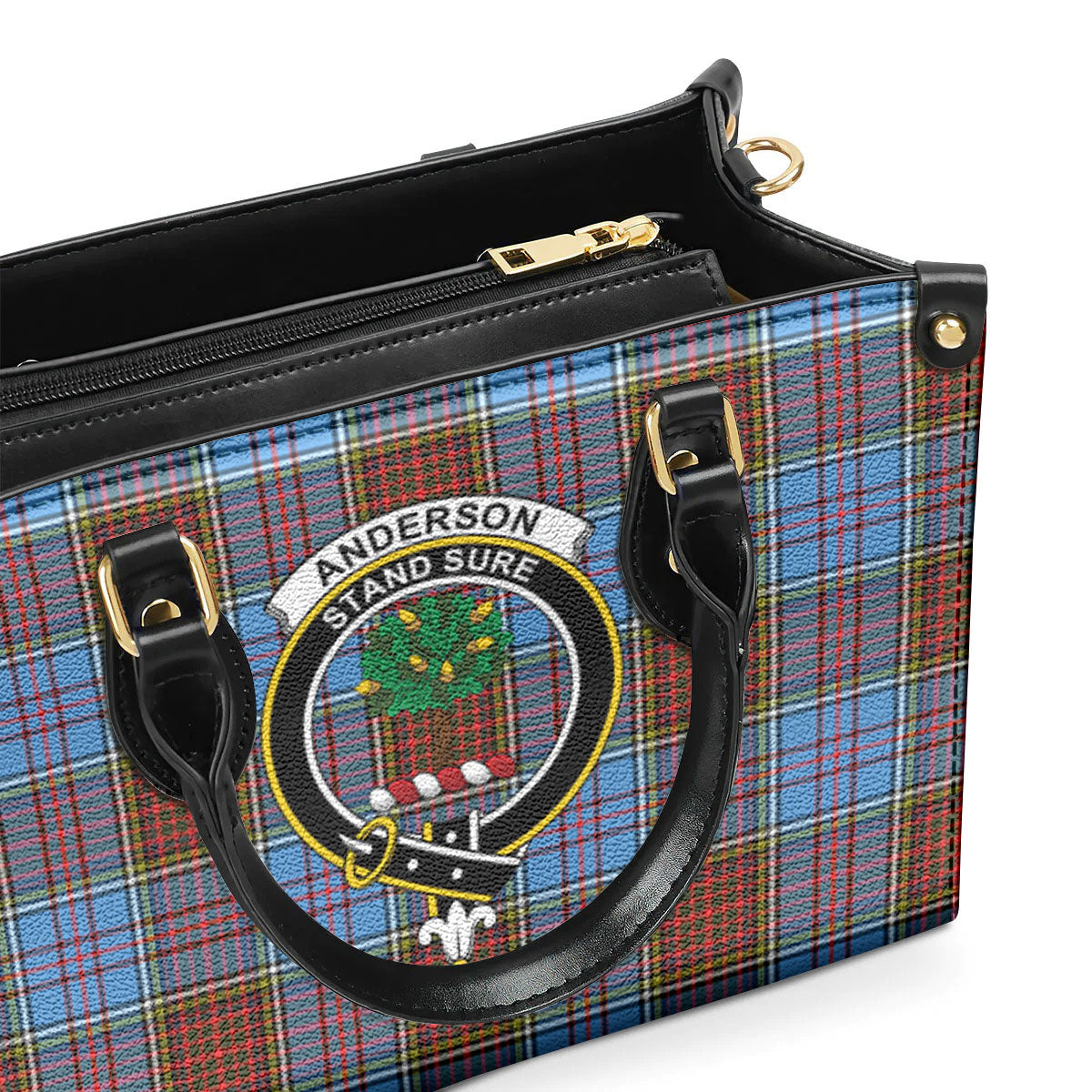 Anderson Modern Tartan Crest Leather Handbag