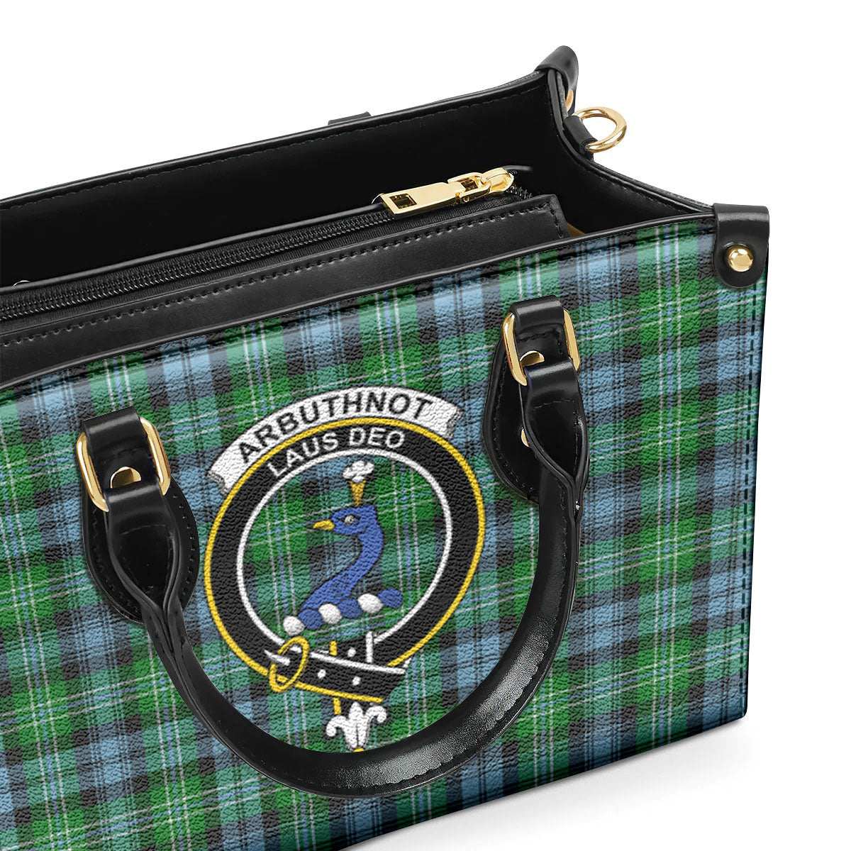 Arbuthnot Ancient Tartan Crest Leather Handbag