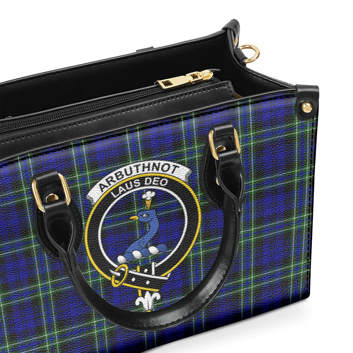 Arbuthnot Modern Tartan Crest Leather Handbag