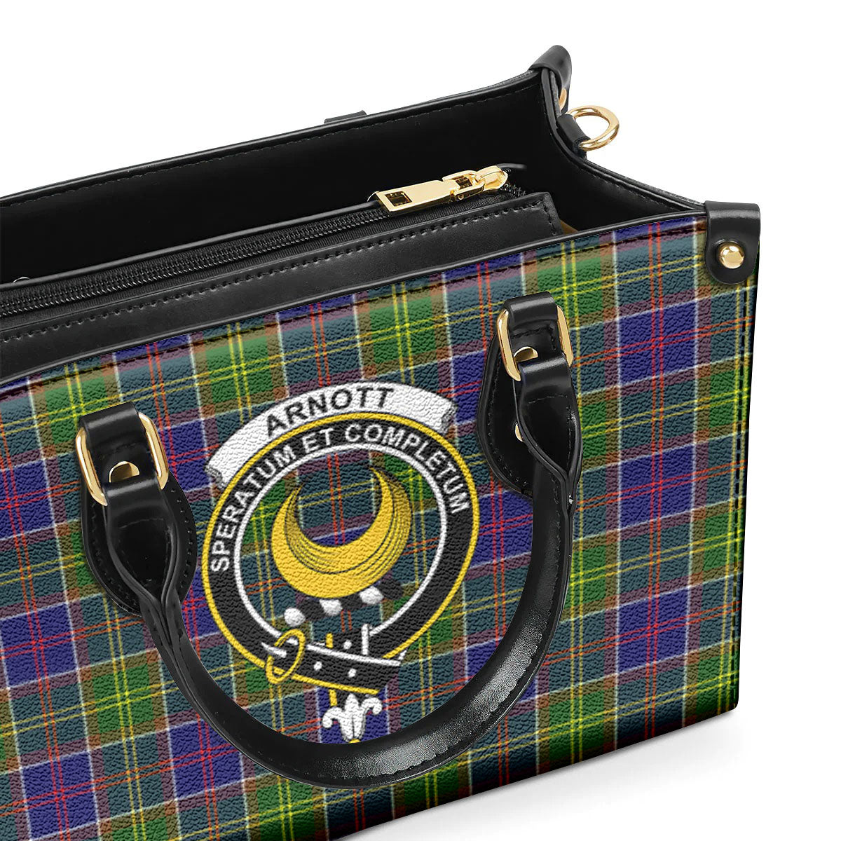 Arnott Tartan Crest Leather Handbag