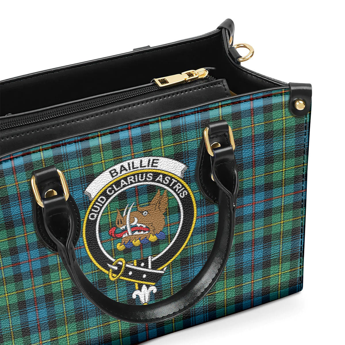 Baillie Ancient Tartan Crest Leather Handbag