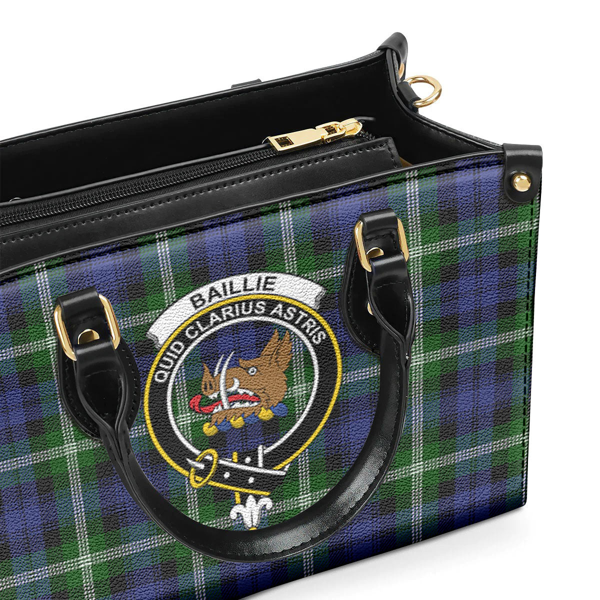 Baillie Modern Tartan Crest Leather Handbag