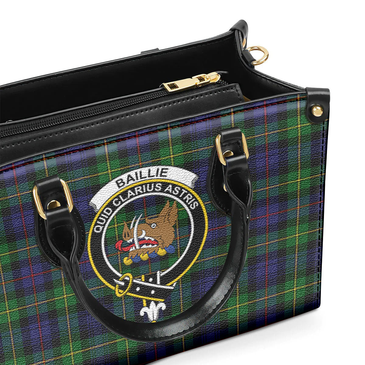 Baillie Tartan Crest Leather Handbag