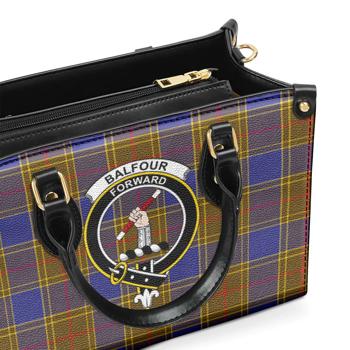 Balfour Modern Tartan Crest Leather Handbag