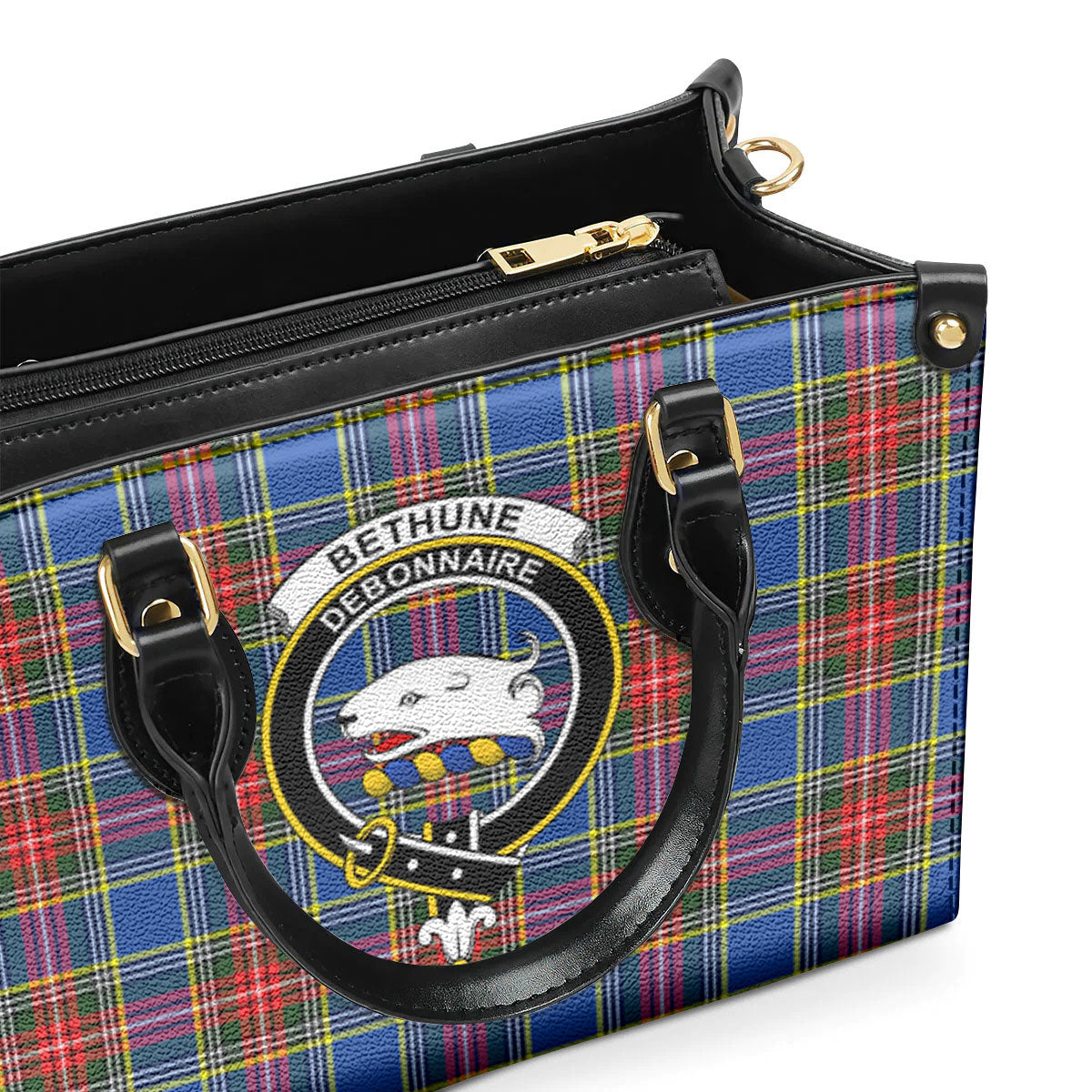 Bethune Modern Tartan Crest Leather Handbag