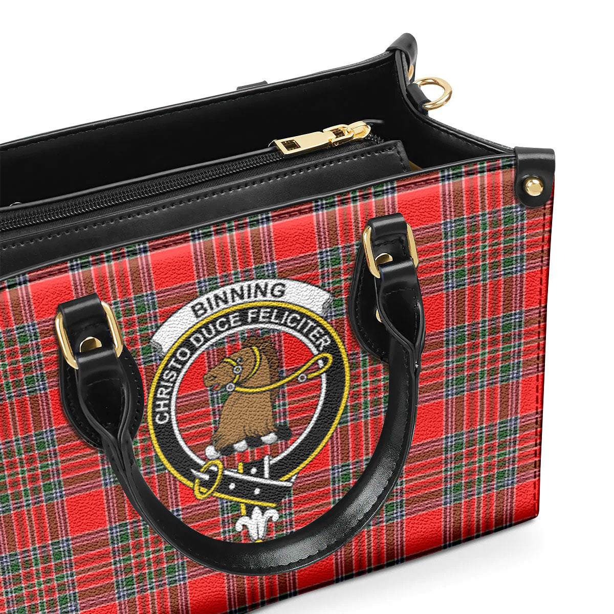 Binning (of Wallifoord) Tartan Crest Leather Handbag