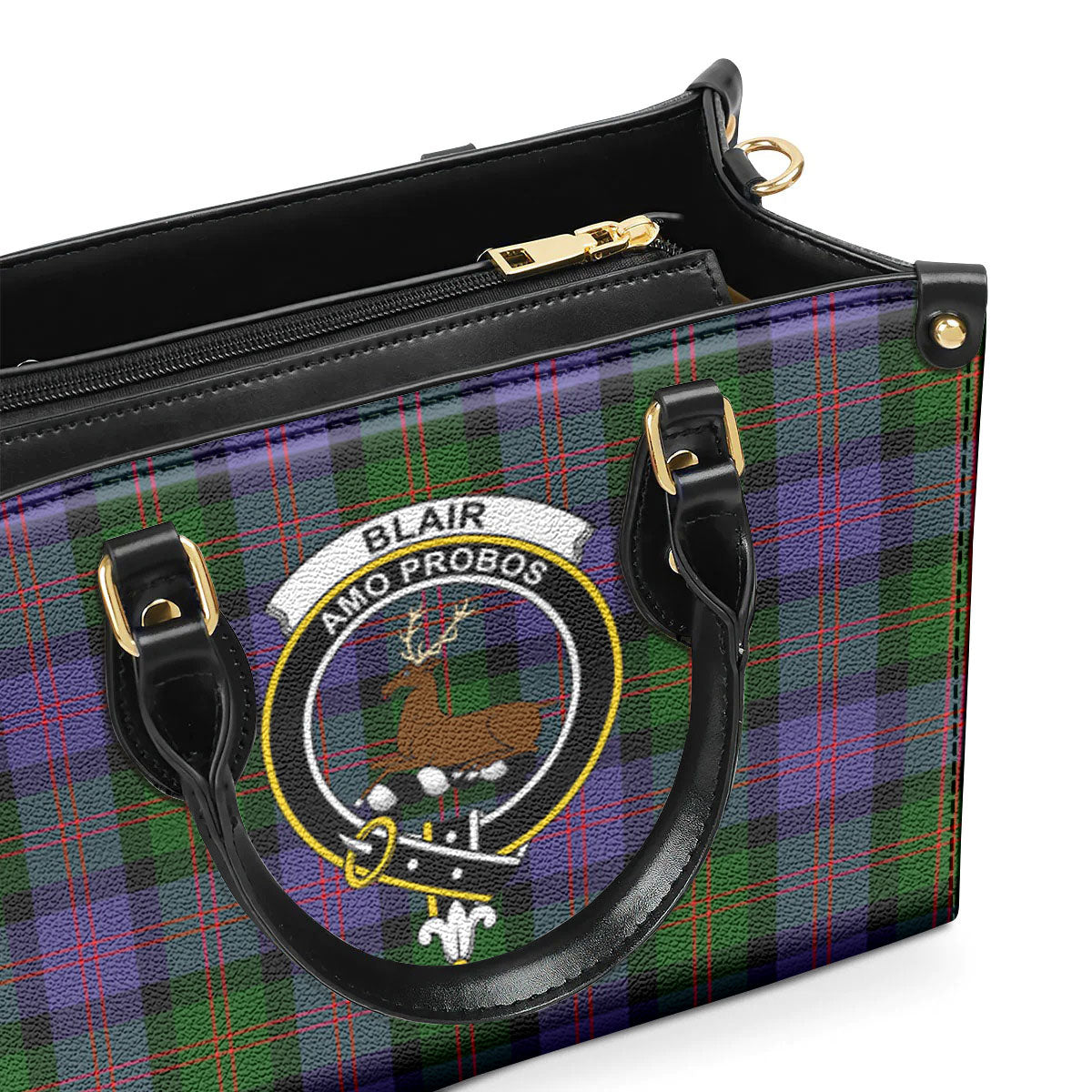 Blair Modern Tartan Crest Leather Handbag