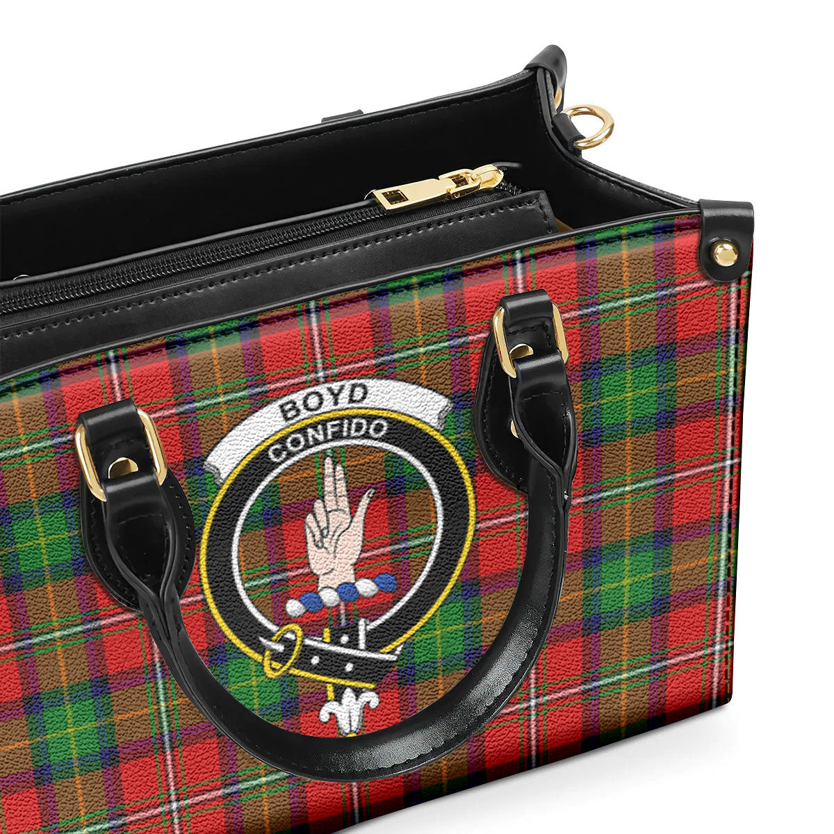 Boyd Modern Tartan Crest Leather Handbag